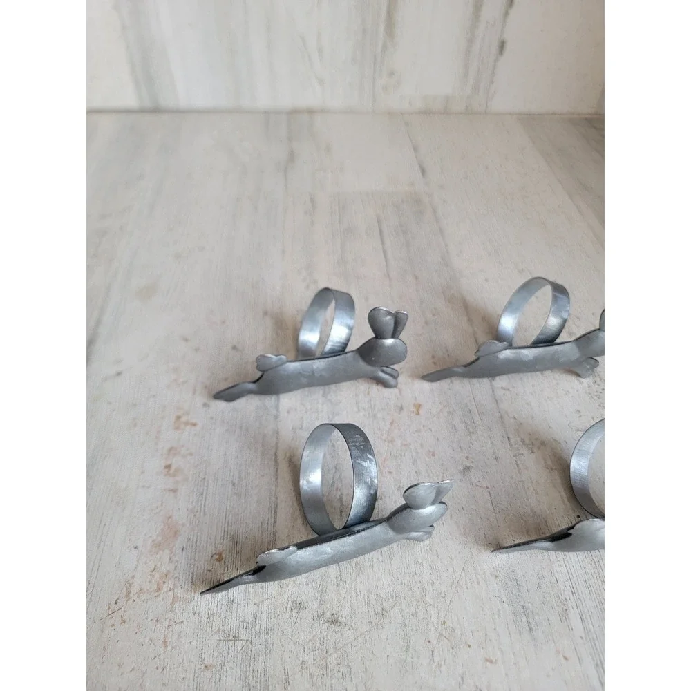 Metal Easter bunny rabbit hop napkin‎ holder set spring rabbit decor